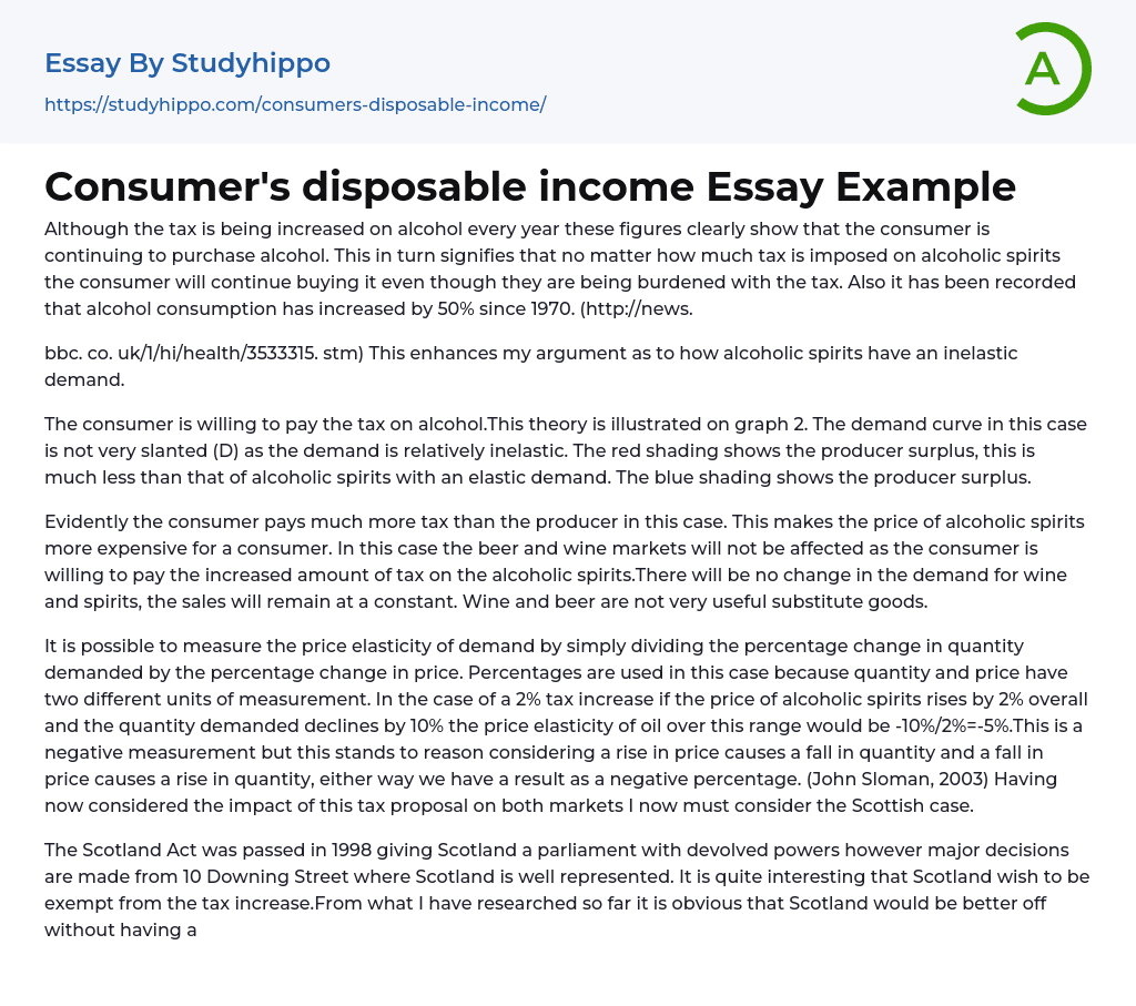 Consumer’s disposable income Essay Example
