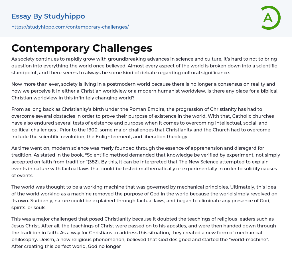 Contemporary Challenges Essay Example