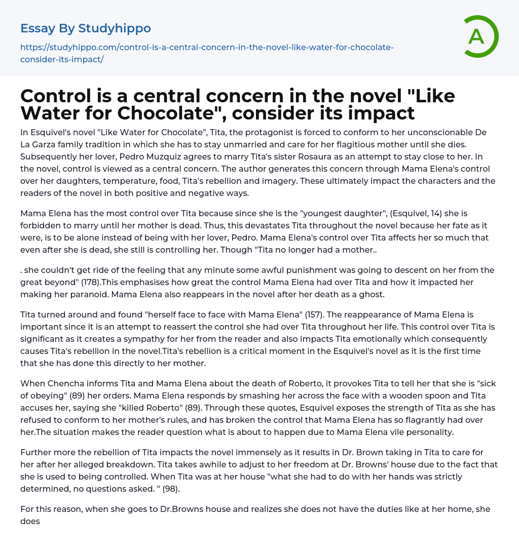 Forced to Conform: Tita’s Unfortunate Fate in Like Water for Chocolate