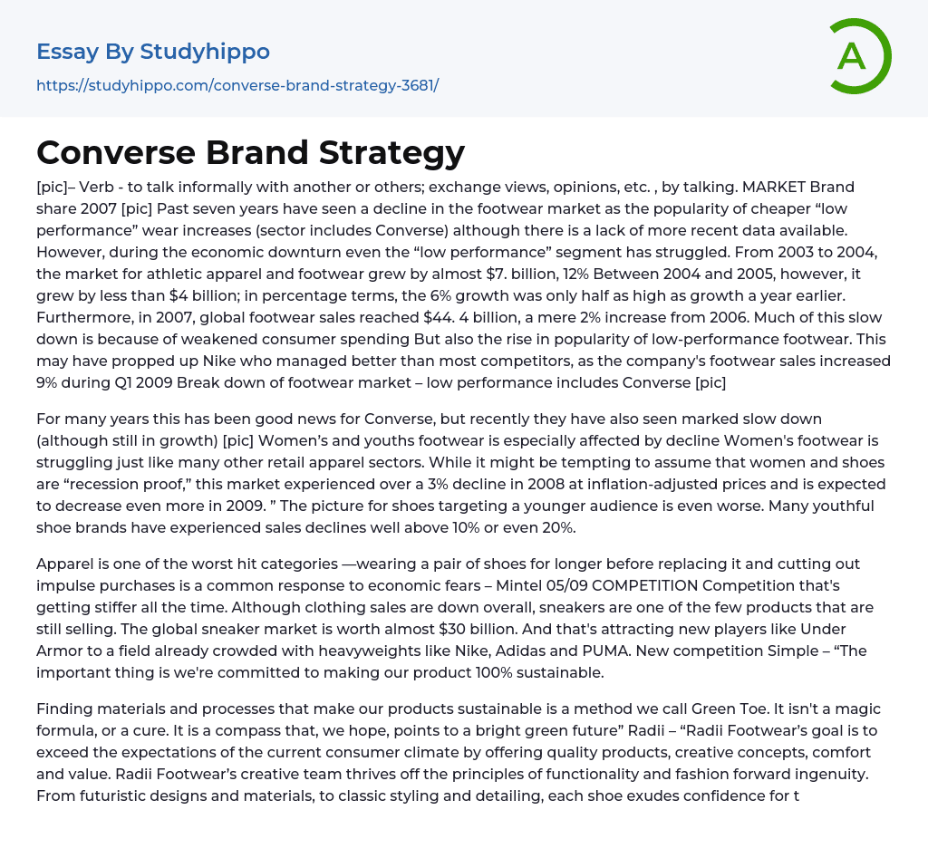 Converse Brand Strategy Essay Example