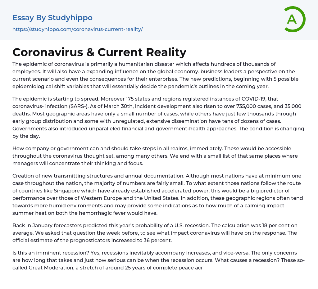 Coronavirus & Current Reality Essay Example