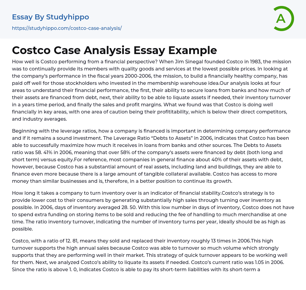 Costco Case Analysis Essay Example