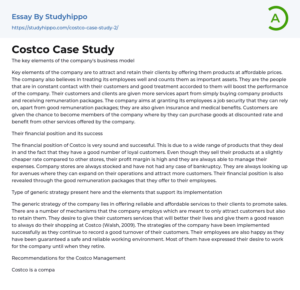 Costco Case Study Essay Example