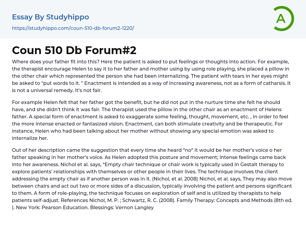 Coun 510 Db Forum#2 Essay Example