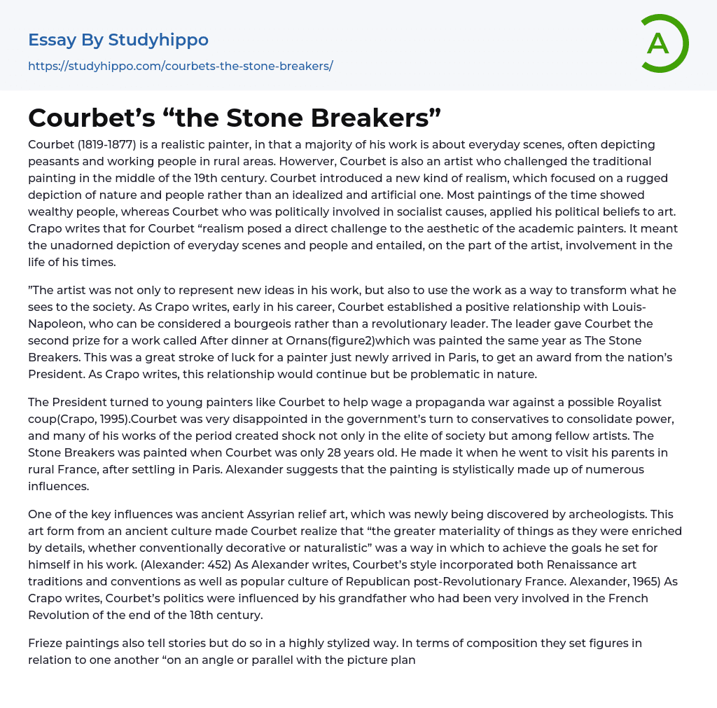 Courbet’s “the Stone Breakers” Essay Example