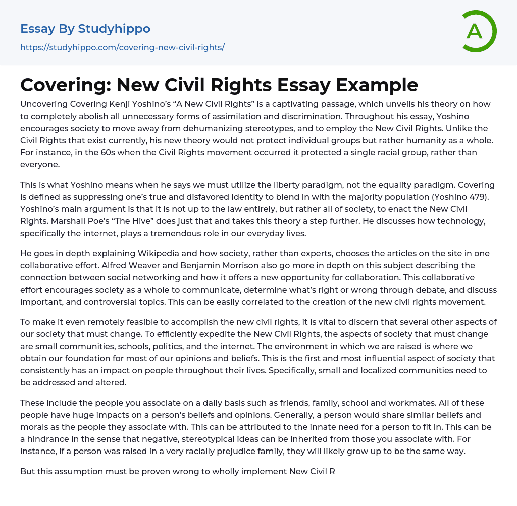 Covering: New Civil Rights Essay Example