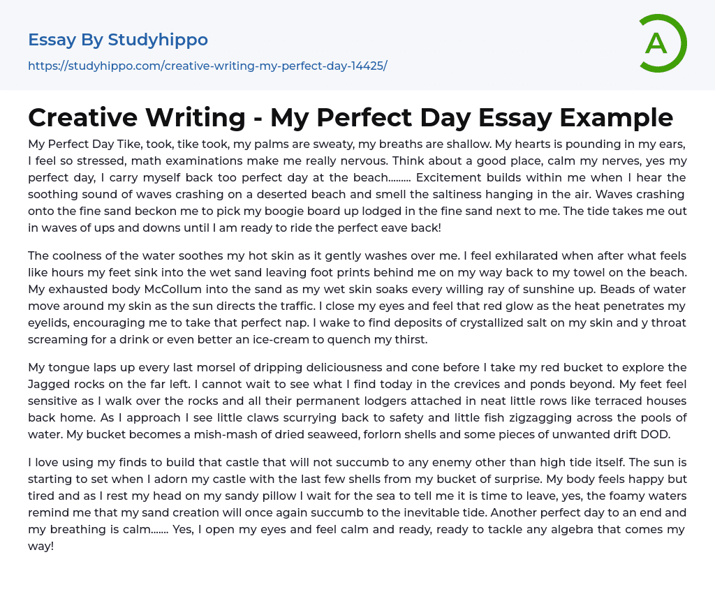 Creative Writing – My Perfect Day Essay Example