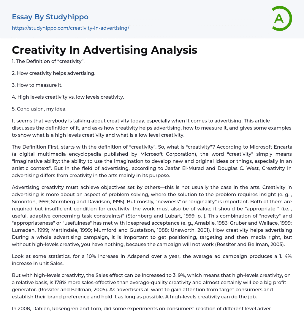 advertising analysis essay example