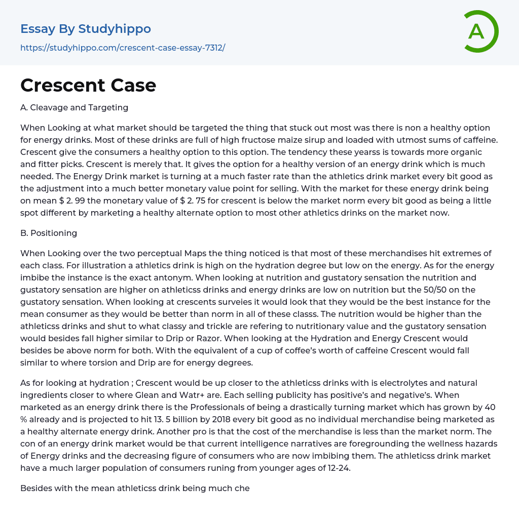 Crescent Case Essay Example