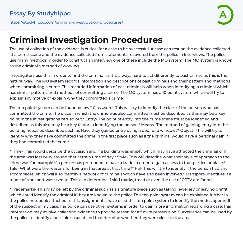 criminal investigation essay