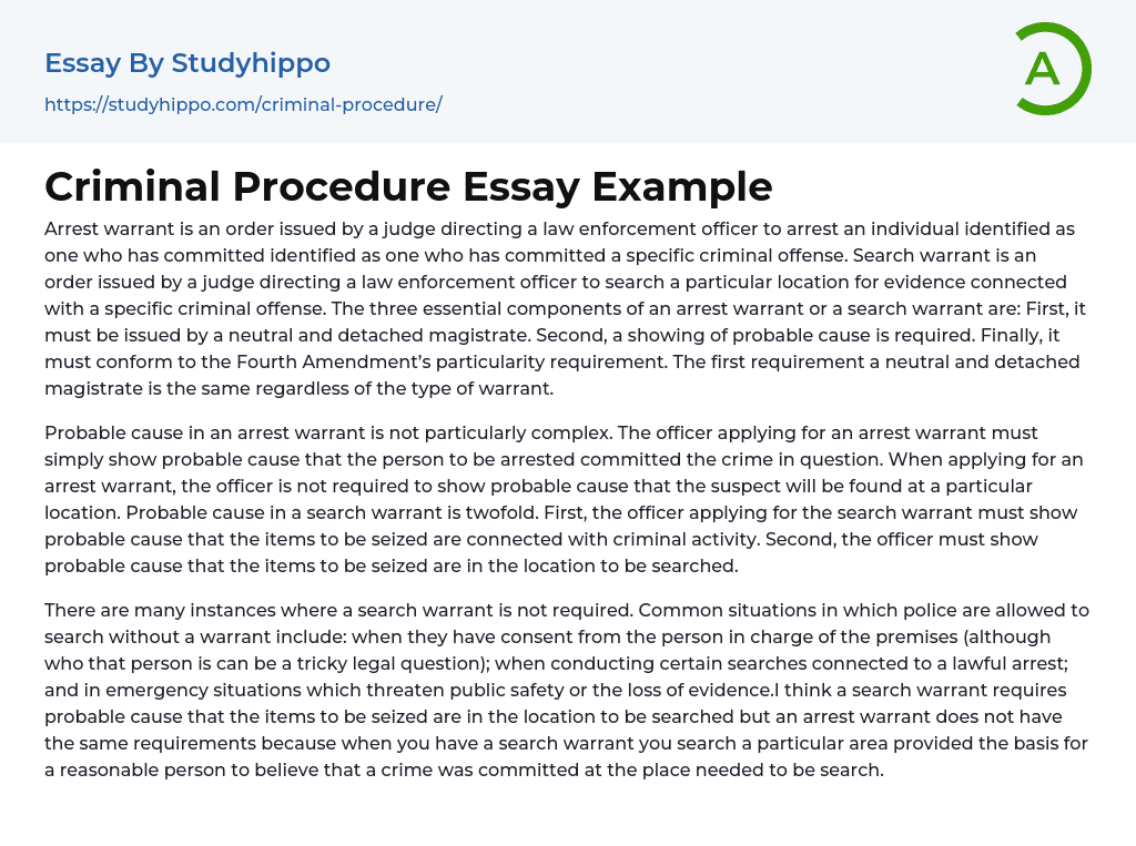 Criminal Procedure Essay Example