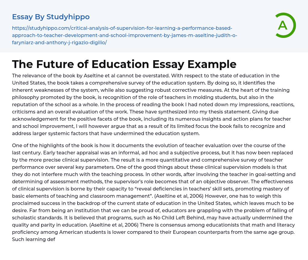 The Future of Education Essay Example