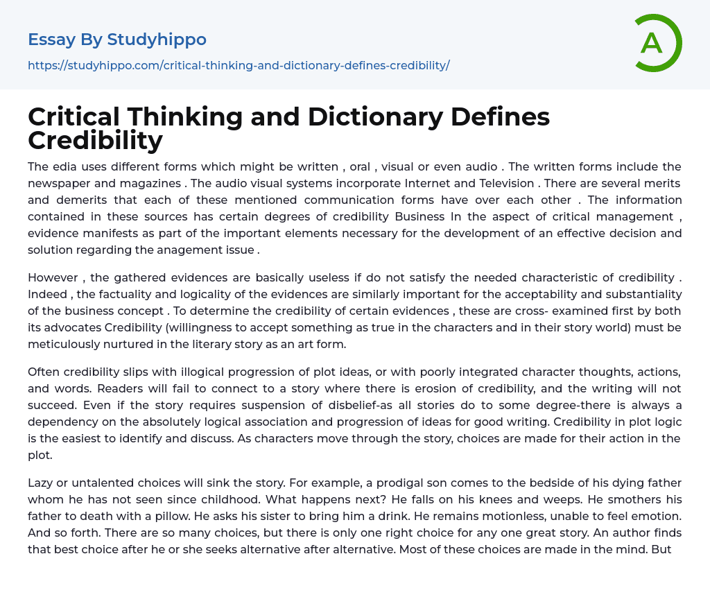 dictionary critical thinking