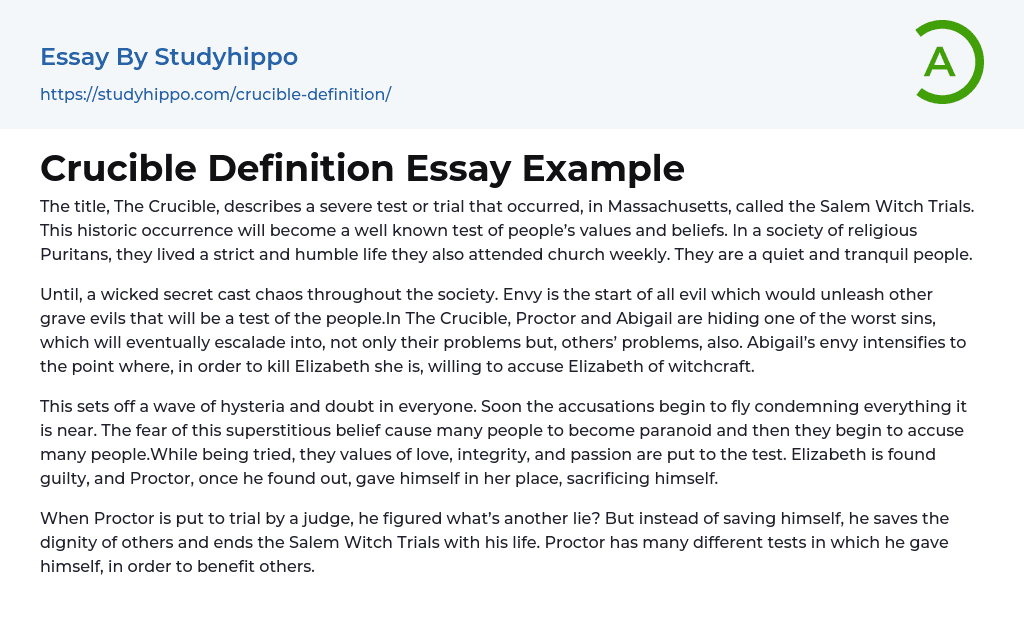 Crucible Definition Essay Example