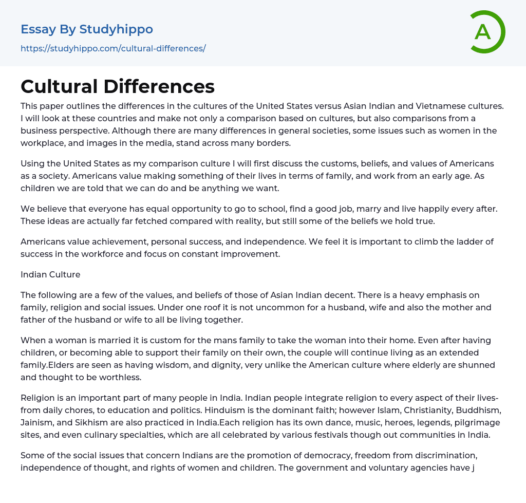 essay on cultural differences