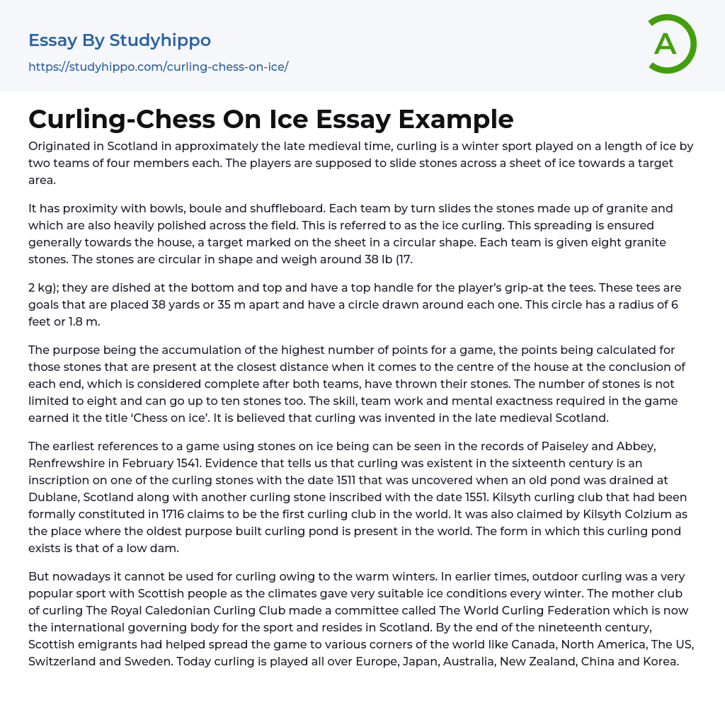 Curling-Chess On Ice Essay Example