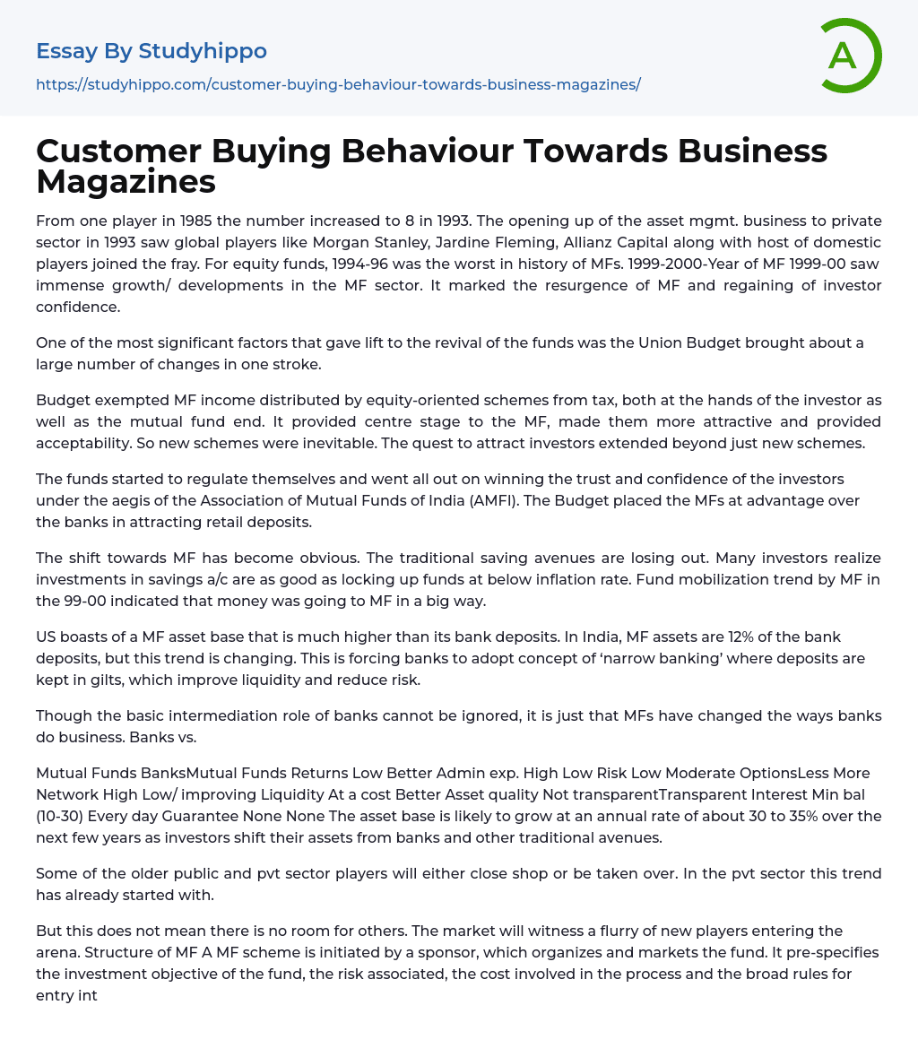 Customer Buying Behaviour Towards Business Magazines Essay Example