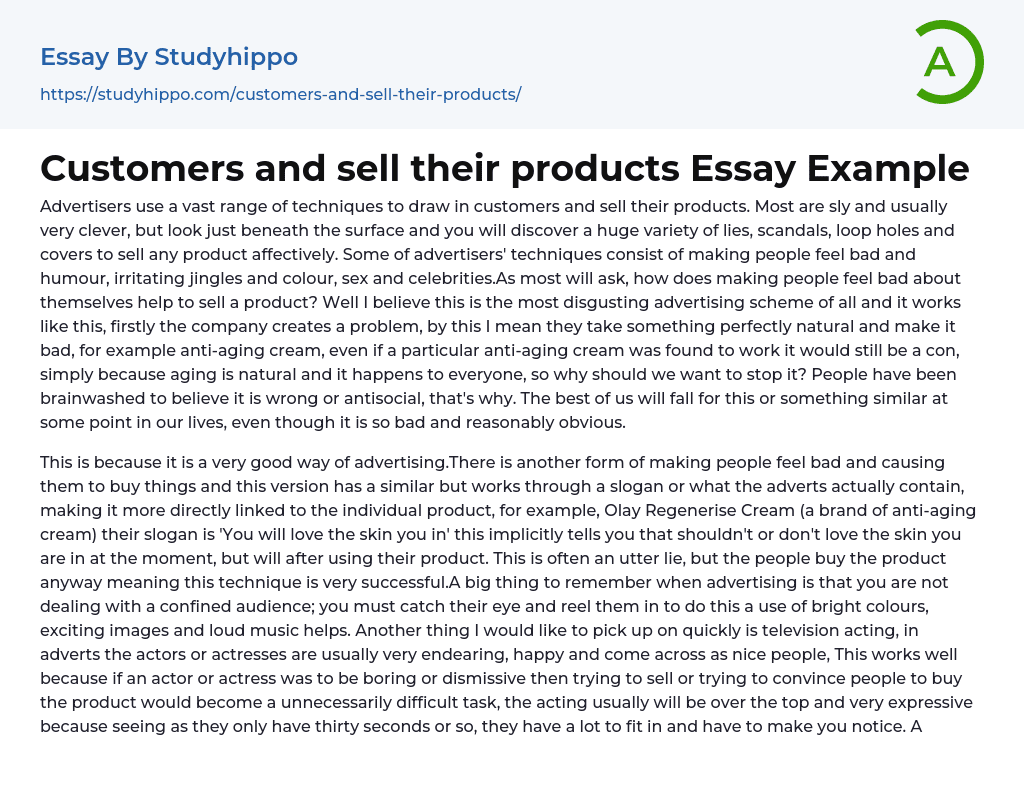Customers and sell their products Essay Example
