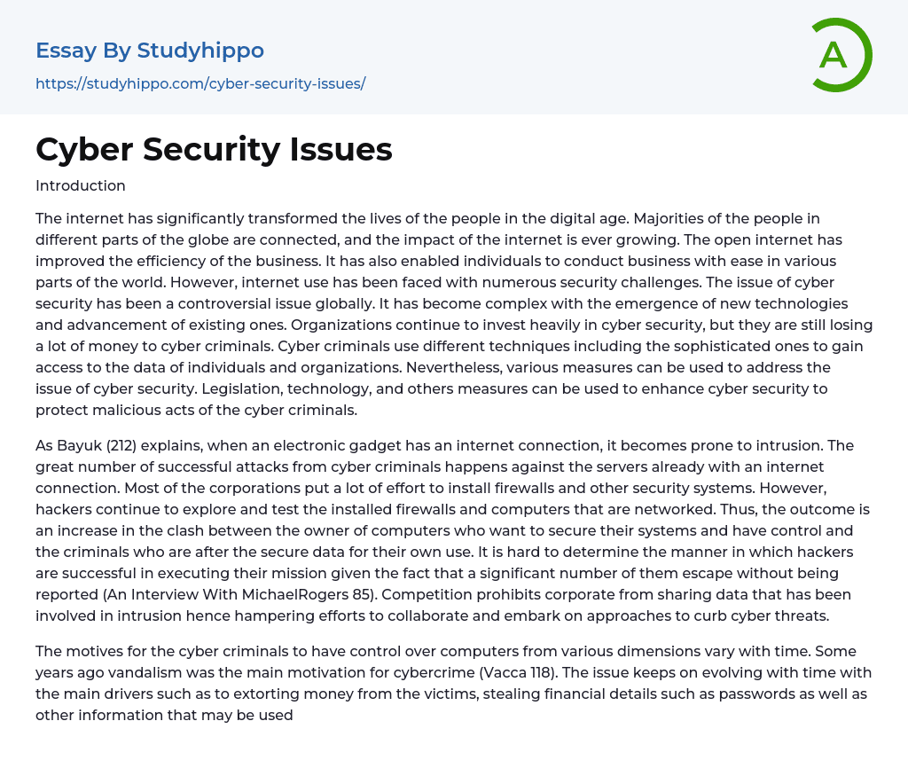 essay about cyber threats