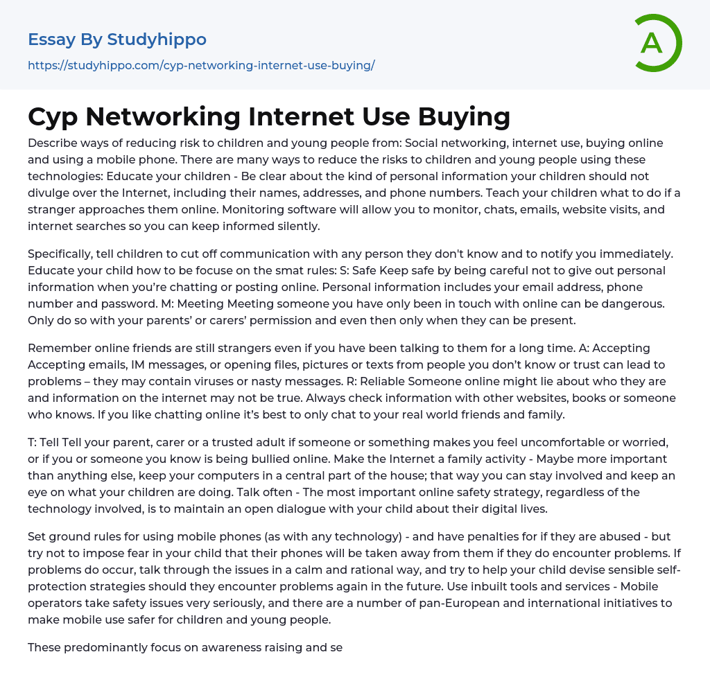 Cyp Networking Internet Use Buying Essay Example