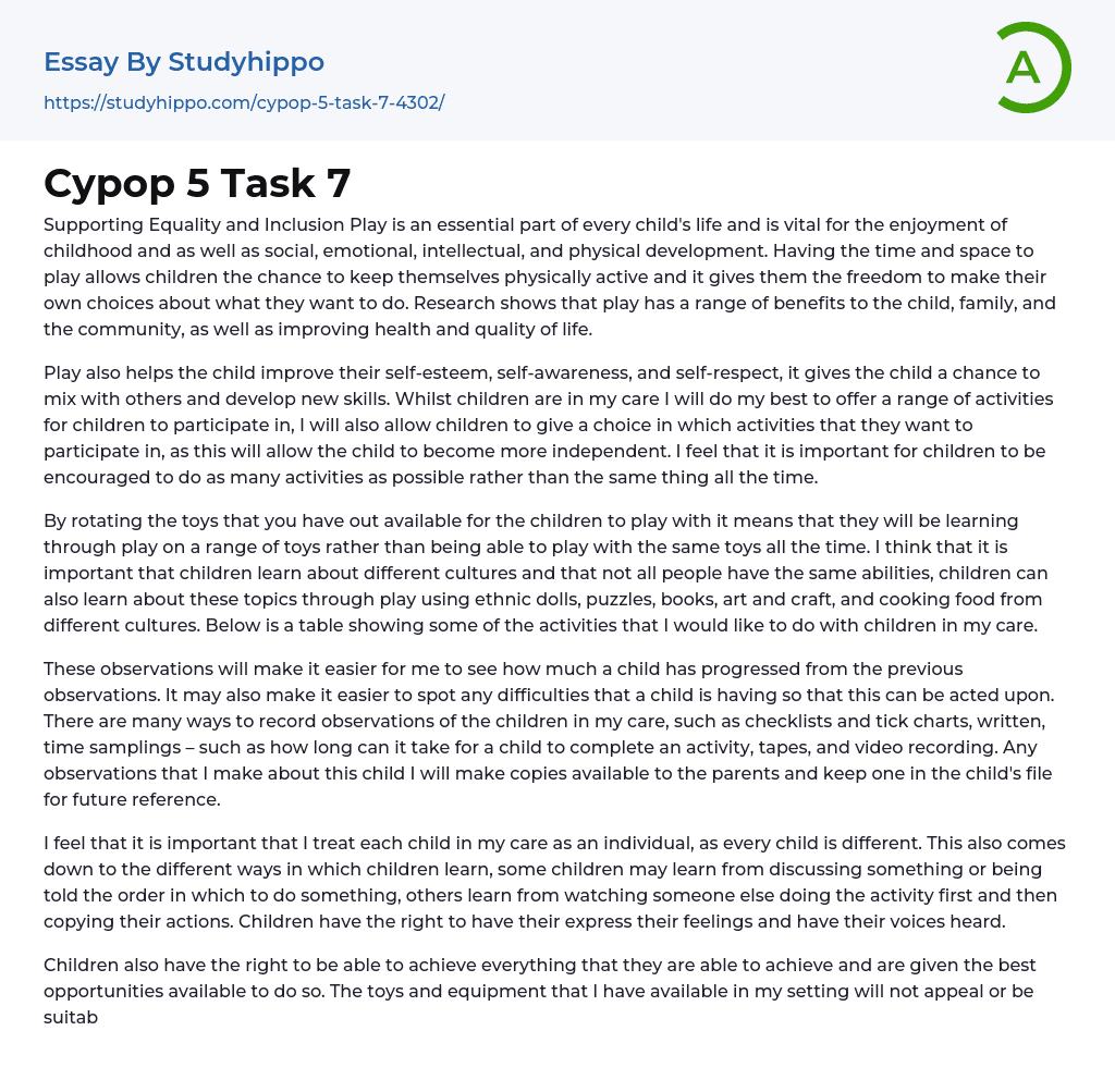 Cypop 5 Task 7 Essay Example