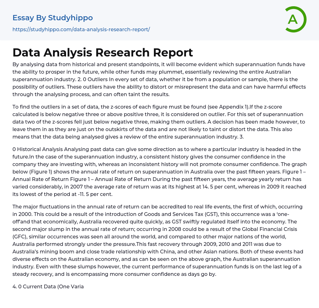 Data Analysis Research Report Essay Example