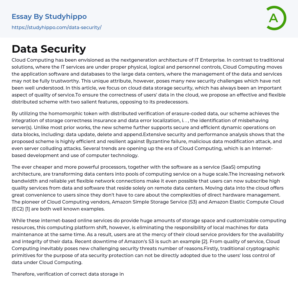 Data Security Essay Example