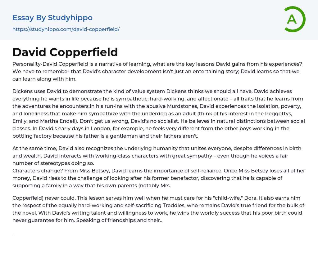 David Copperfield Essay Example
