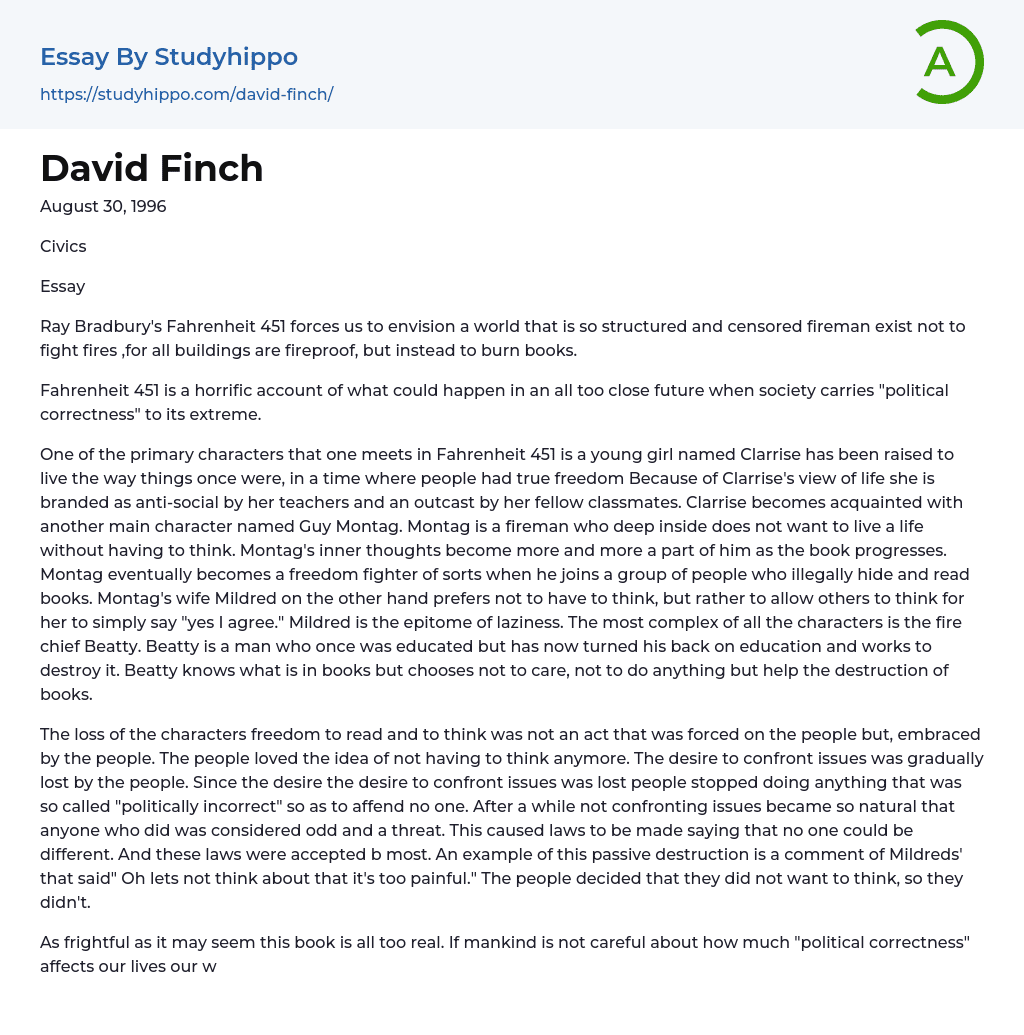 David Finch Essay Example