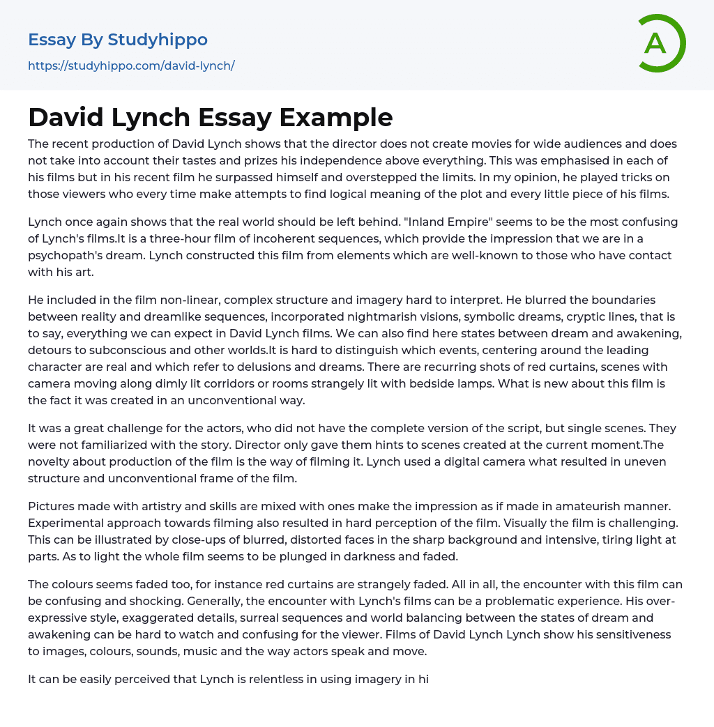 David Lynch Essay Example