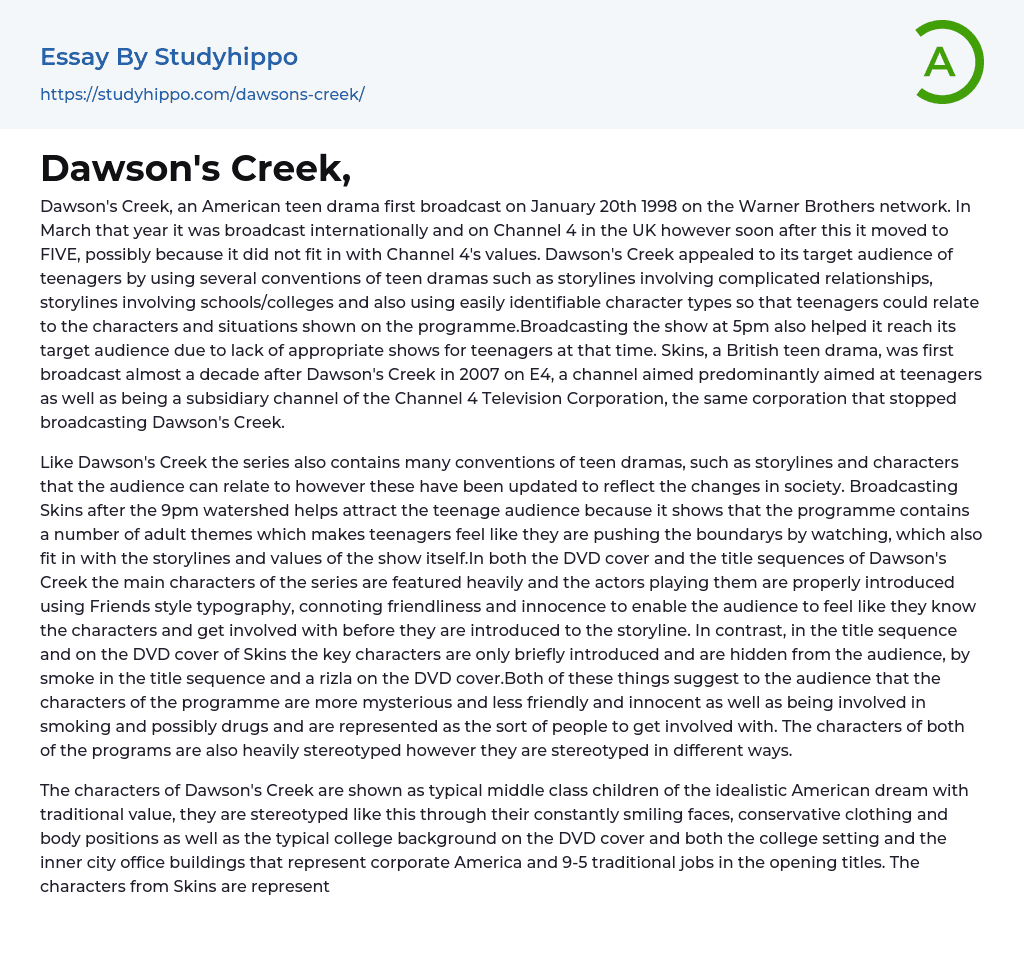 Dawson’s Creek, Essay Example