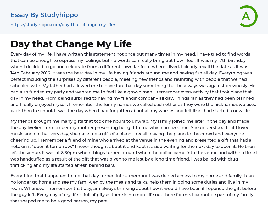 essay about changes my life