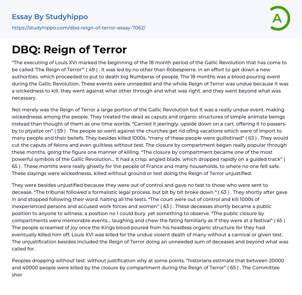 DBQ: Reign of Terror