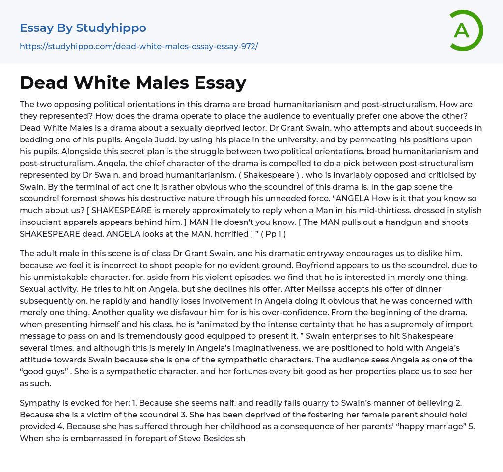 Dead White Males Essay