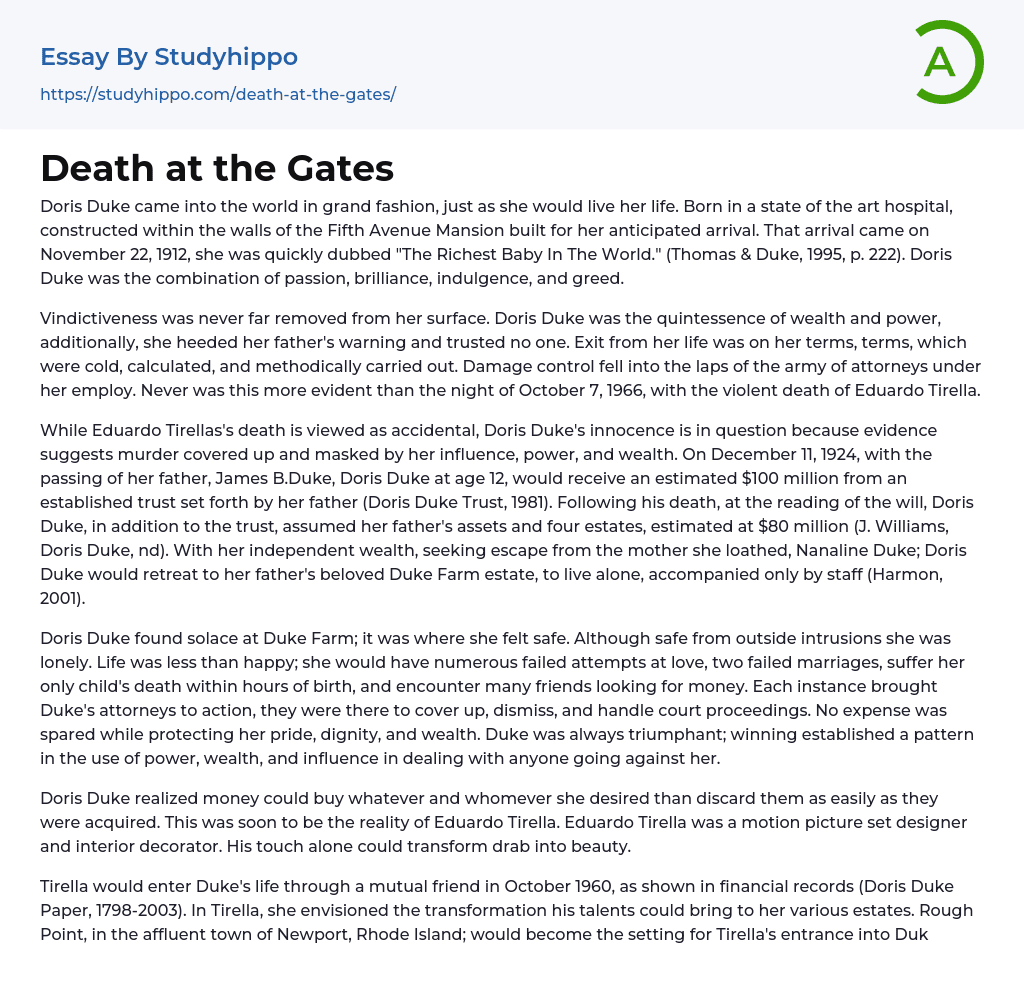 Death at the Gates Essay Example