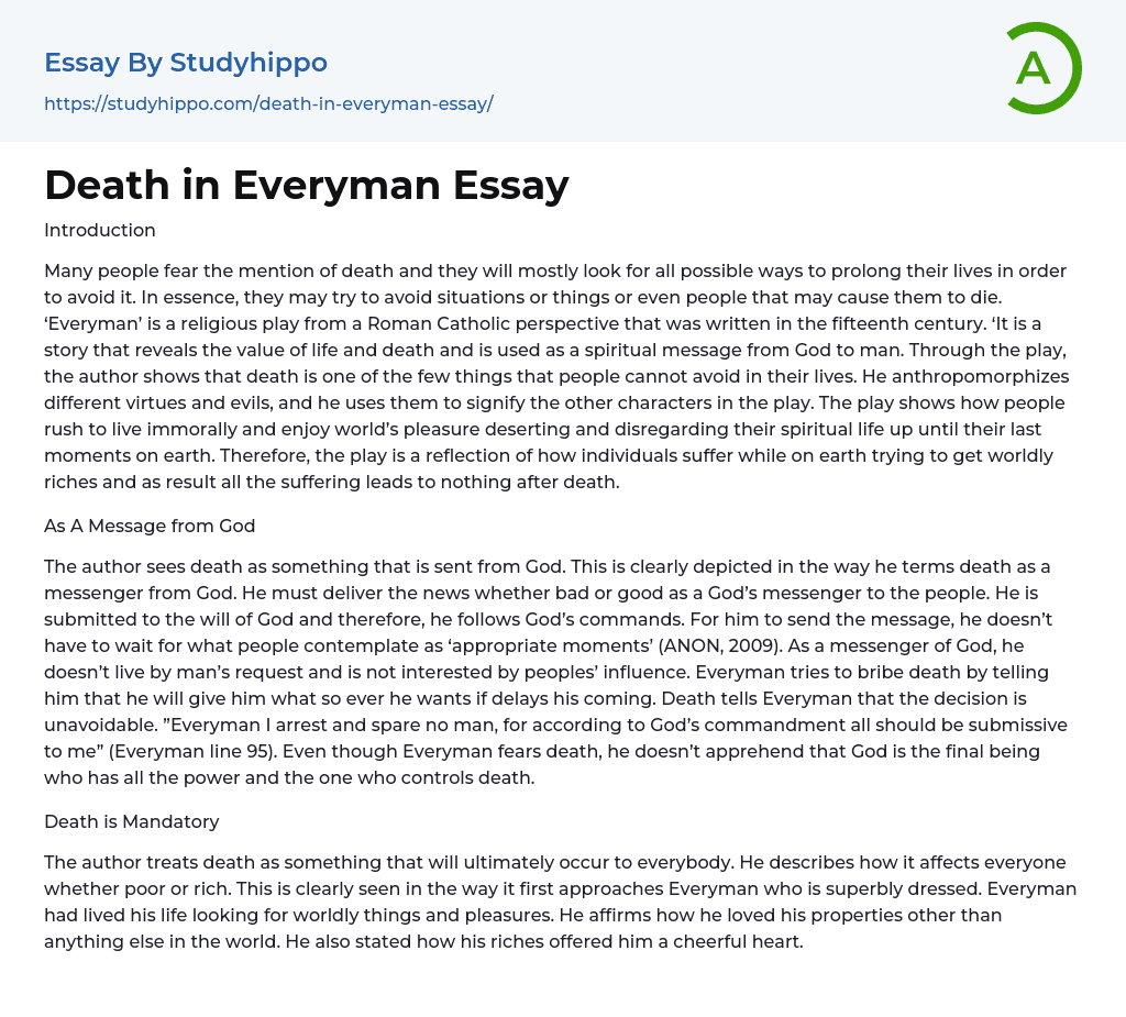 Death in Everyman Essay