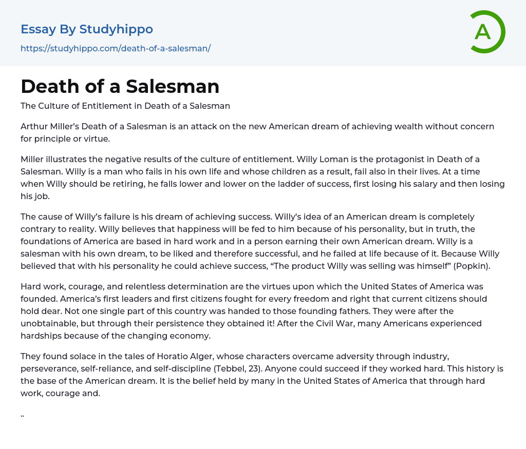 death of a salesman essay