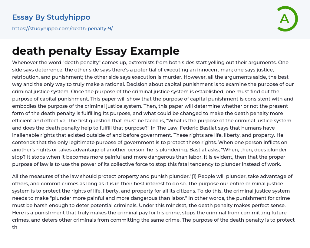 Death Penalty Essay Example StudyHippo