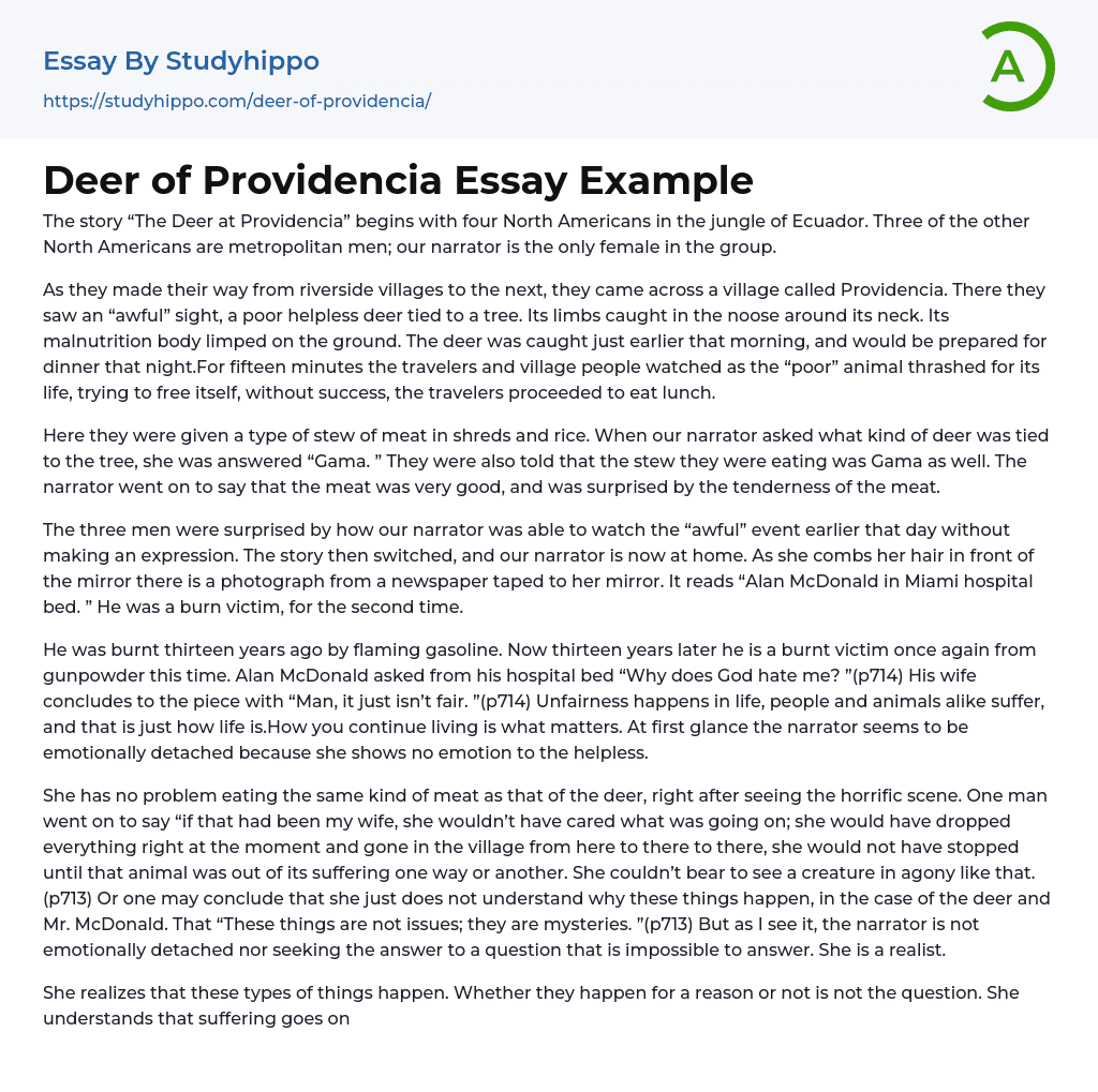 Deer of Providencia Essay Example