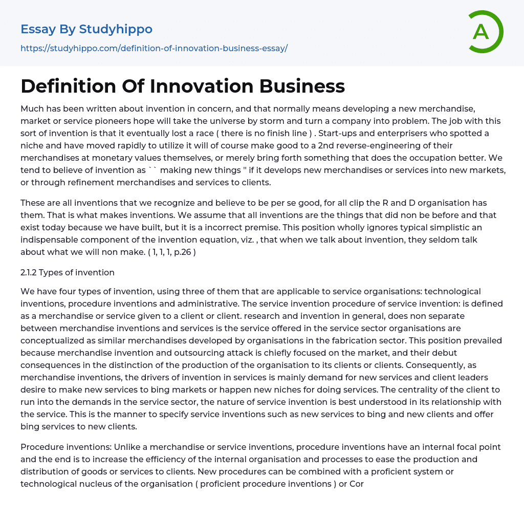 business innovation essay