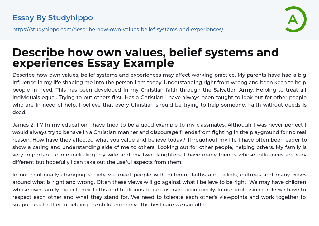 short essay on belief system