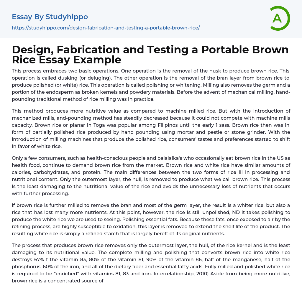 brown rice research paper