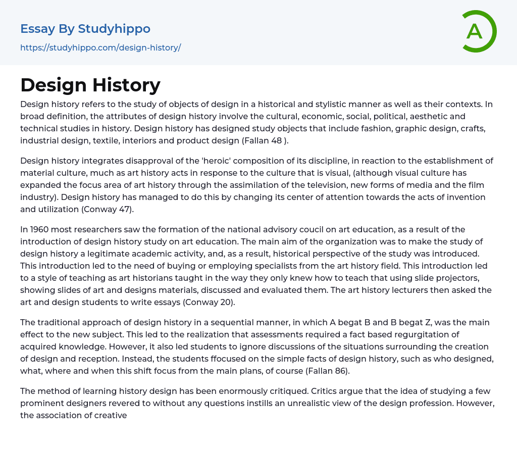 Design History Essay Example