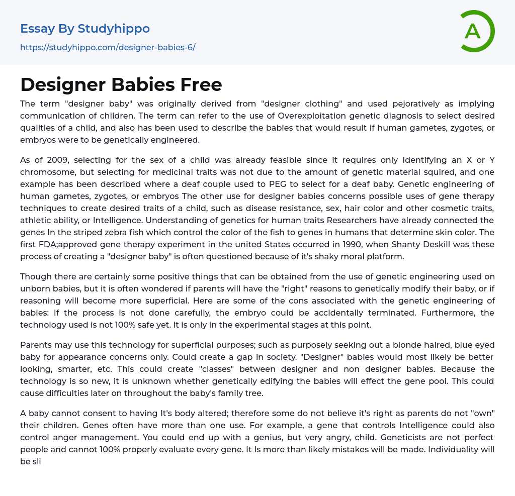 designer babies opinion essay