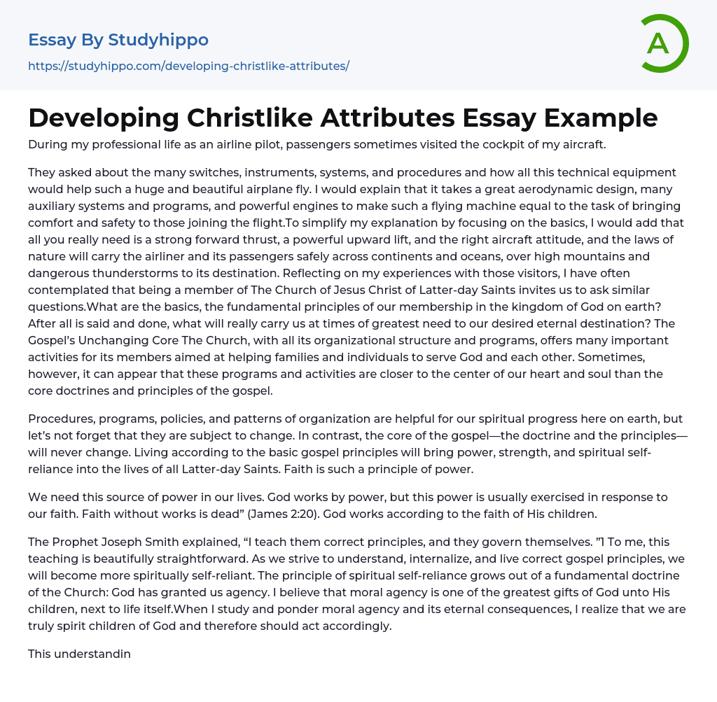 Developing Christlike Attributes Essay Example