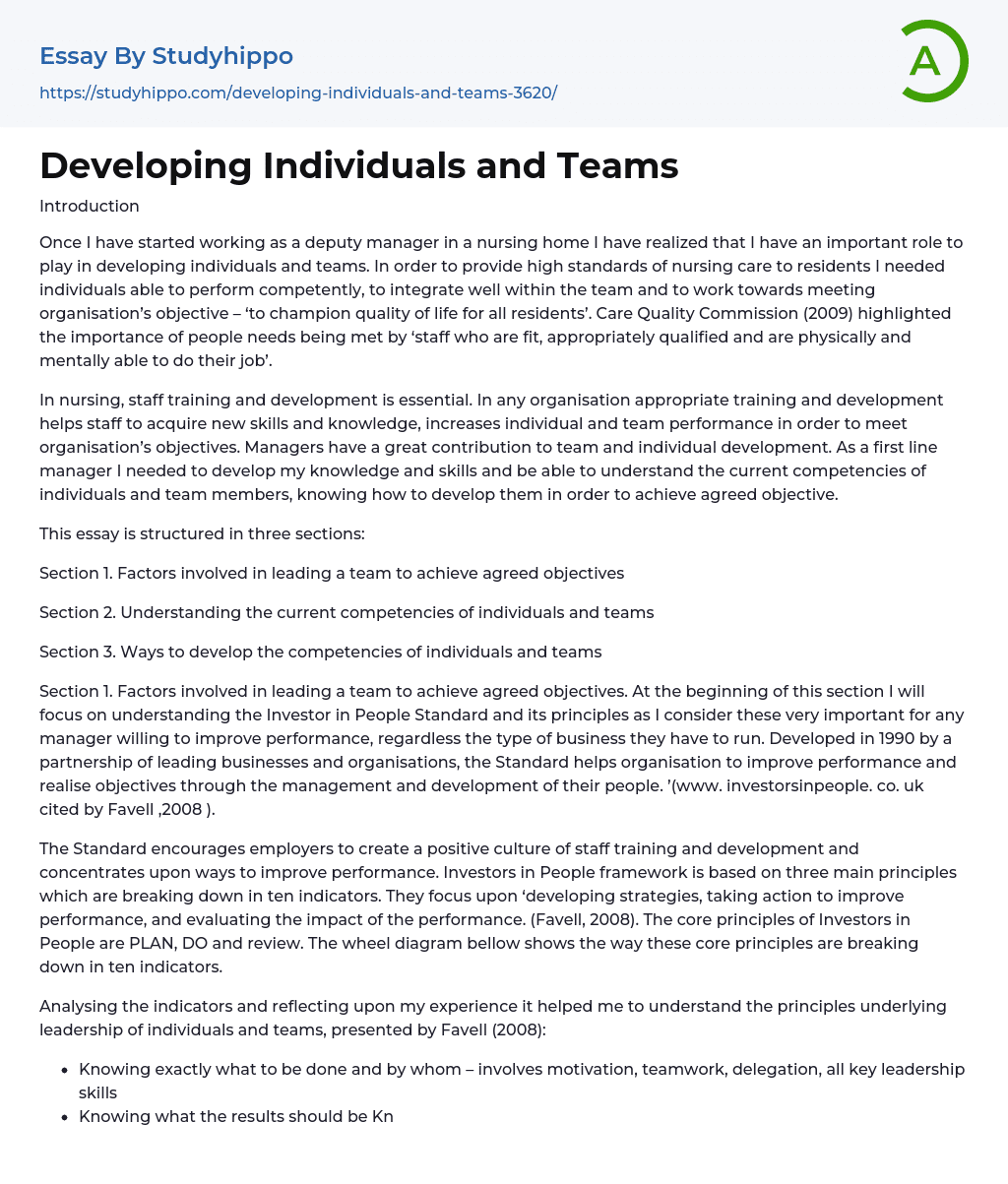 Developing Individuals and Teams Essay Example