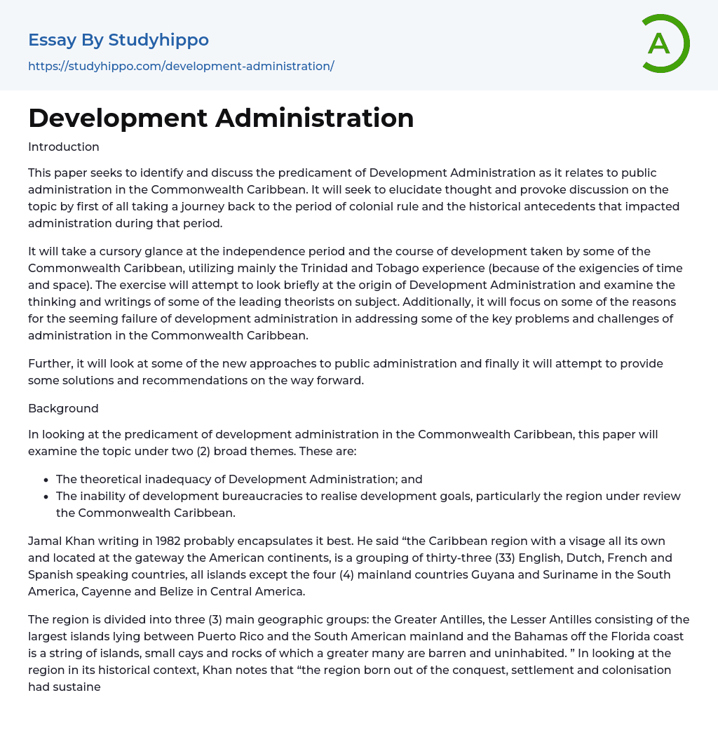 development administration essay
