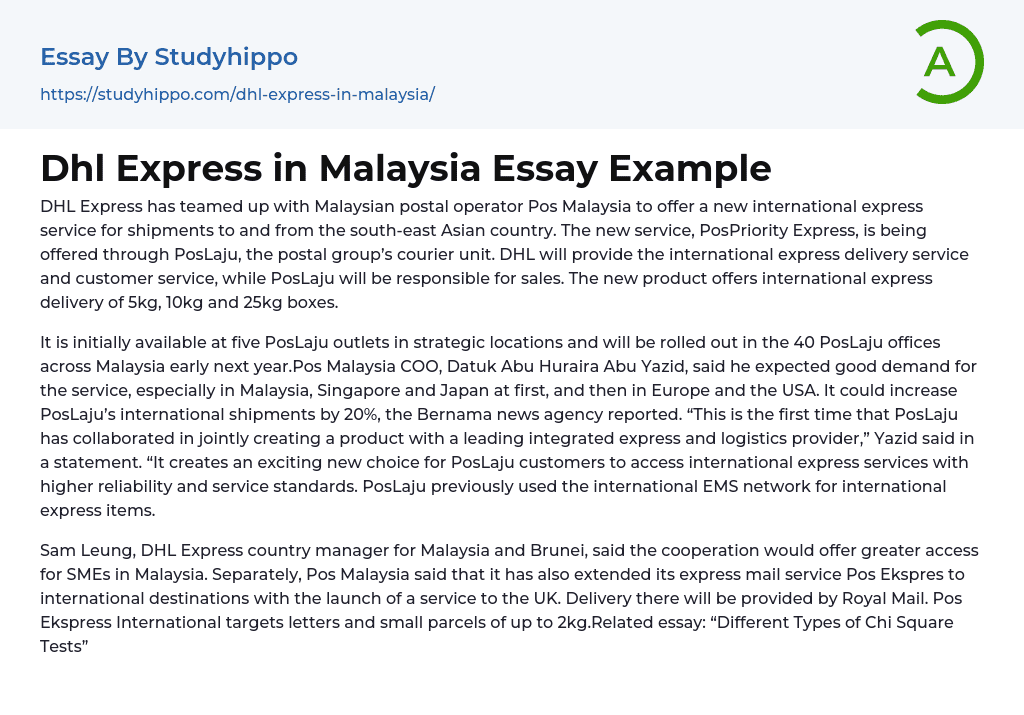 Dhl Express in Malaysia Essay Example