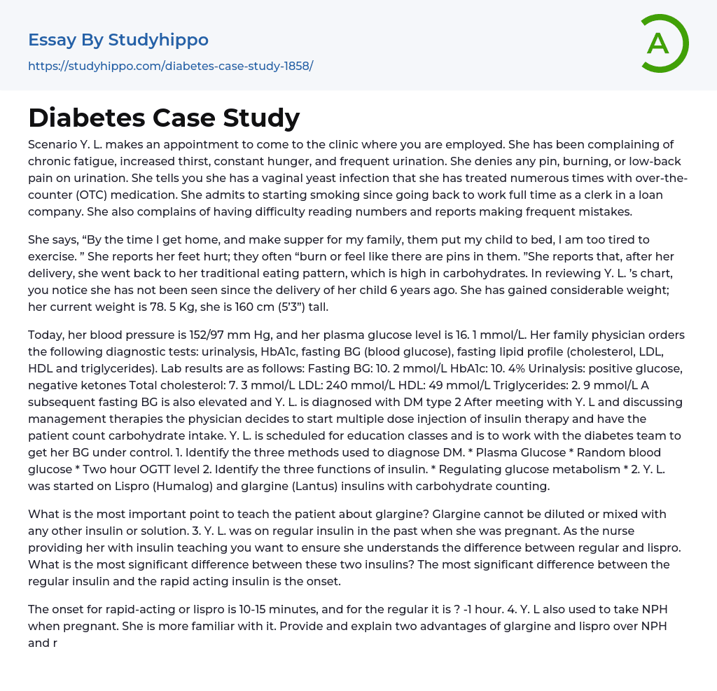 diabetes case study essay example