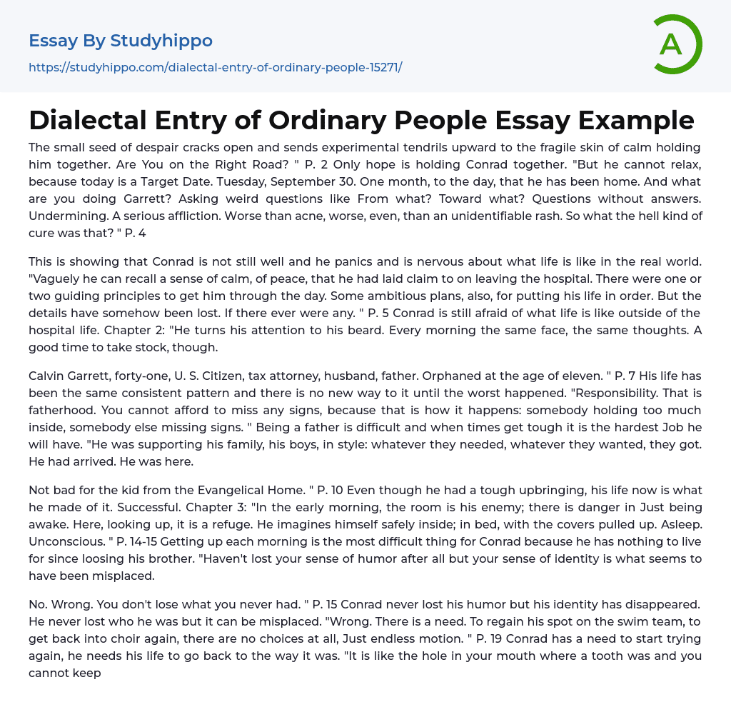 Dialectal Entry of Ordinary People Essay Example
